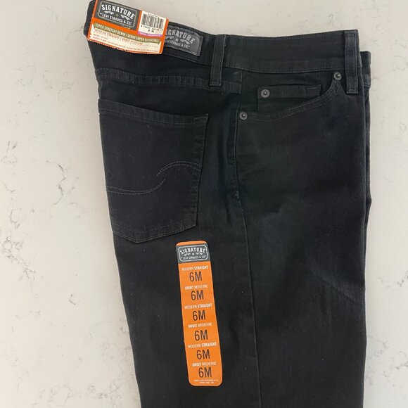 Signature by Levi Strauss & Co. Modern Straight 5 Pocket M Rise Jeans Black Sz 6 - Picture 3 of 16